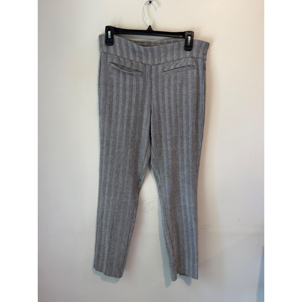 Crown & Ivy Womens 12P Grey‎ Herringbone Pull On Ankle Pants Career Trousers